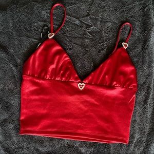 Red Satin Tanktop Croptop